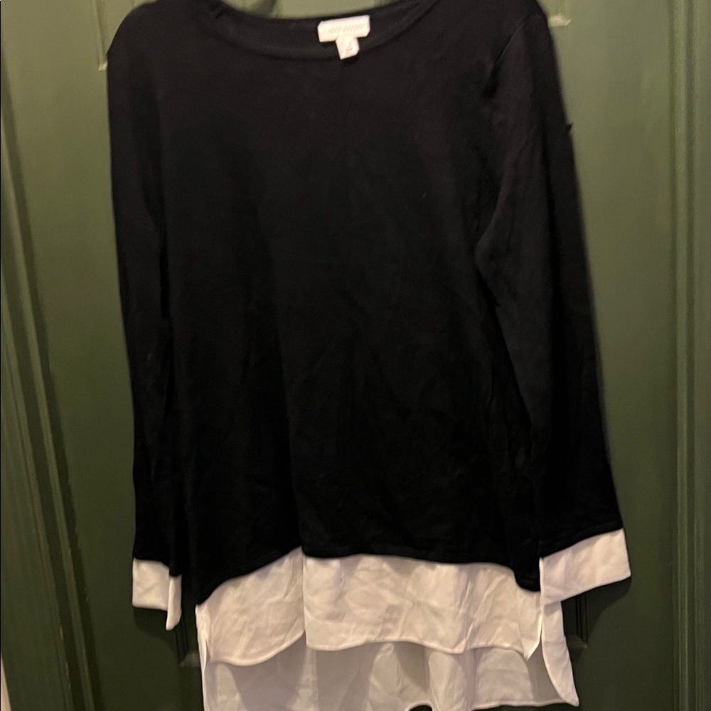 Susan Graver Black and White Layered Blouse